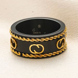 Luxe Merk Designer Ring Zwart Liefde Ringen UNISEX Met Doos Verpakking Sieraden Dames Nieuw Cadeau Ring Roestvrij staal Charme Sieraden Roestvrij staal Nooit vervagen