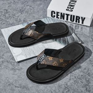 Luxury merk Designer rubberglaasjes Sandalen Bloembrokaat Men Slipper platte bodems slippers heren zwart bruin grijs gestreepte strandpantoffels