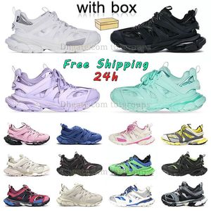 Gratis verzending luxe merk designer schoenen mannen vrouwen casual schoenen met doos track 3 3.0 triple zwarte sneaker tess.s. Gomma lederen sneaker met nylon bedrukt platform