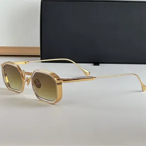 Designer de marque de luxe Sunglsses hommes John Dalia Samuel Top Quality Femmes carré Hexagon Metal Eyewear Retro Vintage Gold Frame Summer Nouveau modèle Eyeglasse avec boîte