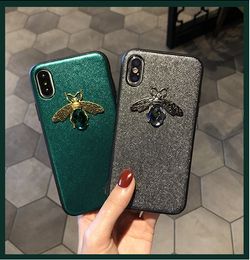 Fundas blandas Diamond Bee Glitte de marca de lujo para iphone 7 8 6S plus X XR XS 11 Pro Max funda dura