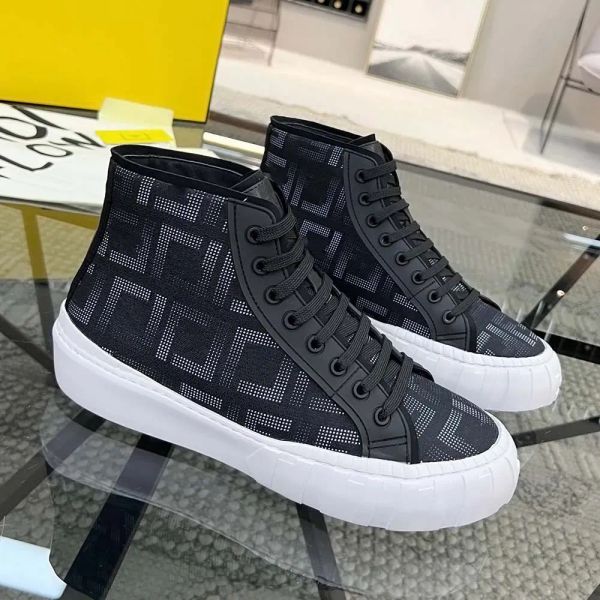 Zapatos informales Domino de marca de lujo, zapatillas altas de tela fluida para hombre, zapatos de lona altos con estampado de letras Force a la moda