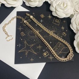 Collier pendentif en laiton à double lettre de luxe pour femmes à longue chaîne 18 km collier cuivre collier bijoux accessoires exquis couple cadeaux