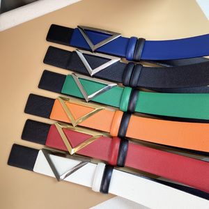 Luxuremerk Fashion Belt Taille SEAL Fashion sieraden Kleding Driehoekige gladde gesp van 3,5 cm Cowhide dubbelzijdig gebruik cadeaubas