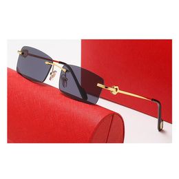 Marca de luxo moda clássico 2022 quadrado carter lente gradiente óculos de sol feminino sem aro vintage marca design óculos de sol oculos242u