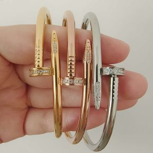 Bracelets de bijoux de marque de luxe unisexe, sans décoloration, tête et queue bien polies, en acier inoxydable Cz, manchette à ongles