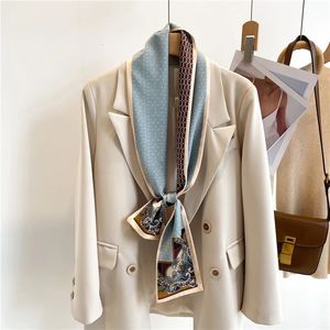 Marque de luxe mode Style coréen petit foulard en soie femmes cravate sac bandeau impression concepteur bandeau foulard ruban 240322