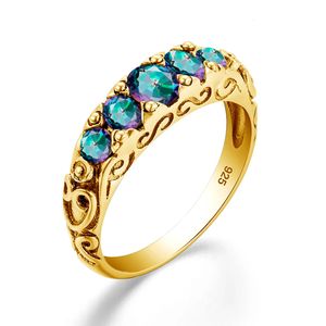 Bague de topaze mystique en or de marque de luxe pour femmes couleur arc-en-ciel 5 bande de mariage en pierre incurvée Vitoria bijoux cadeau femme de haute qualité 240112