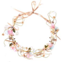 Haar sieraden voor bruid kristal parel delicate metalen blad bruiloft tiara's Koreaanse hoofdtooi hoofdband haaraccessoires