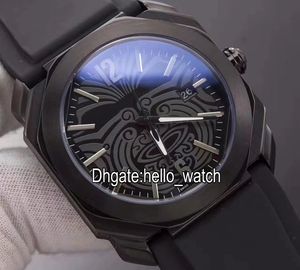 Hoge Kwaliteit Goedkope Nieuwe Octo Solotempo Pvd Black 102249 BGO41BSBLD / AB Maori Black Dial Quartz Mens Horloge Rubberen Korloges
