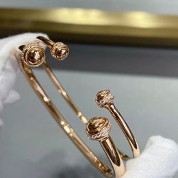 Marca de lujo de alta calidad S925 plata esterlina pulsera giratoria afortunada brazalete de cristal brillante joyería de oro rosa para mujeres 240311