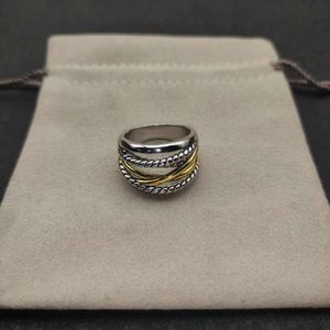 Bague de bijoux de marque de luxe pour hommes et femmes, nouvelle mode rétro de haute qualité, Double cylindre de couleur croix, bague assortie quotidiennement, 2024