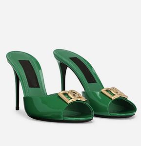 Marque de luxe Keira sandales mule femme en cuir véritable vert noir bout exposé talons hauts chaussures de marche confortables pour femmes EU35-43 avec boîte