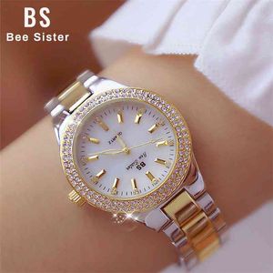 Luxe merk dame kristal horloge vrouwen jurk horloge mode rose goud quartz horloges vrouwelijke roestvrij stalen polshorloges 210527