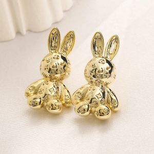 Marque de luxe lettre mignon lapin Design boucles d'oreilles plaqué or bijoux femmes boucle d'oreille cadeau de fête de mariage
