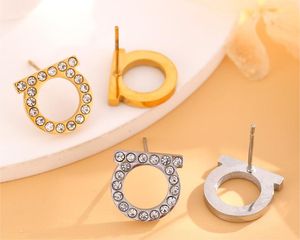 Luxury merkbrieven Designer oorbellen Stud Love Retro Vintage Bling Diamond Crystal Stainless Steel Ear Rings Earring sieraden voor vrouwen