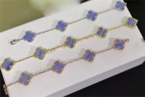 Luxe merk liefde klaver designer bedelarmband voor vrouwen lichtpaarse steen kalkoen consistente tennis nagel leraren armbanden bruiloft sieraden cadeau