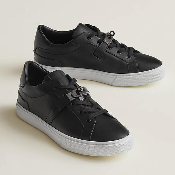 Chaussures de sport de jour pour hommes de marque de luxe en cuir de veau blanc et noir boucle plaquée palladium confort sportif semelles en caoutchouc de marche décontractées polyvalentes