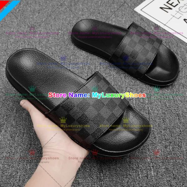 Marca de lujo Hombres Diapositivas Zapatos Zapatillas Sandalias de verano Playa Diapositiva Diseñador Plano G Patrón de rejilla Imprimir Avatar Chanclas Zapatillas de deporte Tamaño 39-46 633