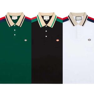 Brands de luxe Polo Polo Summer Souvrante Absorption de transpiration Coton Coton Busined Busined Casual Stripe Style Shirts