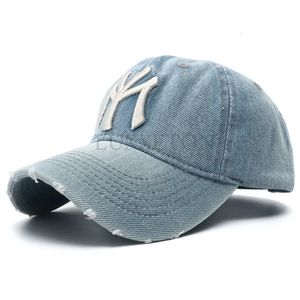 Marque de luxe Mes hommes Broidered Wash Denim Baseball chapeau de haute qualité Black Vintage Y2k Dad Hat Gorras Hombre 240528