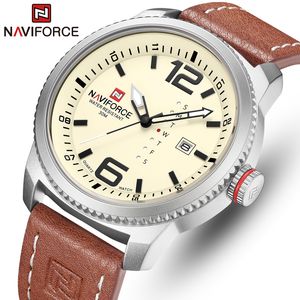 Marca de lujo Naviforce, relojes deportivos para hombre, reloj de cuarzo para hombre, reloj de pulsera militar de cuero para hombre, reloj Masculino 220414