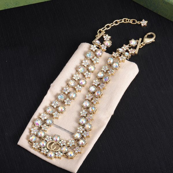 Collier de marque de luxe Full Diamond Flower Diamond collier Full Star collier Cadeau de mariage Bijoux de créateur