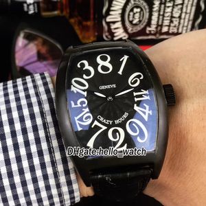 Nieuwe CRAZY UREN 8880 CH NR zwarte wijzerplaat automatisch herenhorloge PVD zwarte kast lederen band goedkope hoge kwaliteit herenhorloges