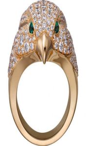 Bague hibou de marque de luxe diamants de qualité supérieure bagues dorées 18 carats design de marque nouvelle vente cadeau d'anniversaire de diamant style classique europ2473716