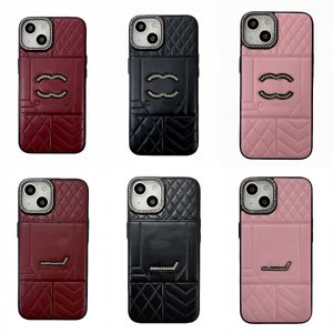 Luxe merk telefoonhoesje Designer iPhone-hoesje voor Apple iPhone 15 14 13 12 Pro Max 11 15promax 14promax 13promax 12promax hoesje Glitter leer gewatteerde mobiele hoes