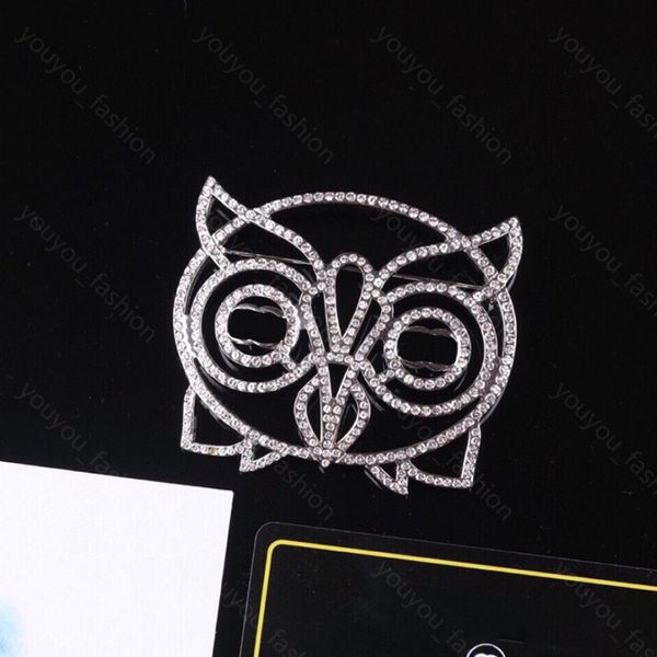 Marca de lujo Pasadores Desinger Búho Broche Diamantes para mujer Broches Traje Pin Joyería de moda Ropa Decoración Accesorios 925 Plata -3