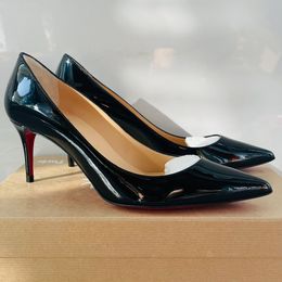 Brand de luxe Pompes Femmes High Heels Chaussures Red Shiny Bottom Thin Talon 8cm 10cm 12cm Super sexy Nude Black Patent Leather Classiques de mariage pour femmes avec sac à poussière