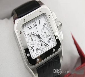 Brand de luxe Chronographe 100 xl Band de cuir noir montres pour hommes sapphire qualité big cali cadran chrono watch sapphire origi1087629