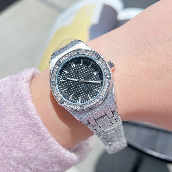 Reloj de cuarzo Royal Oak Offshore para mujer, marca de lujo, cristal de zafiro con diamantes completos, 37mm, relojes de diseñador a la moda