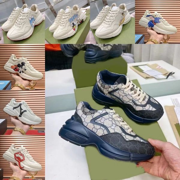 Marque de luxe Rhyton Sneakers Designer Chaussures Multicolor baskets beige hommes Trainers Vintage Chaussures Chaussures en cuir décontractées chaussures de basket