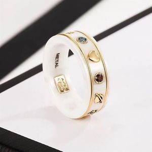 Anillo de marca de lujo anillo de cerámica exquisito patrón de estrella tierra anillos de amantes de la moda caja de regalo a juego 280x