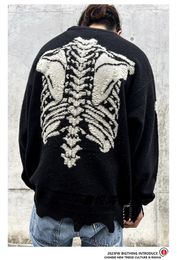 Luxe merk Saint Michael Co merk Skull Bone Skeleton Vintage gebreide High Street beschadigde losse trui jas