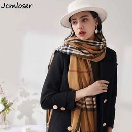 Luxe merk Sjaal Vrouwen Herfst Winter warme Sjaals Mode Sjaal Plaid Kwastje Sjaals Wraps Vrouwelijke Hals Hoofdband Hijaabs Stola 231229