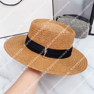 Luxe Merk Strooien Hoed Designer Emmer Hoeden Mode Vrouwen Hoge Hoeden Zomer Strand Zon Bescherming Cap Stro Gevlochten Brede rand Hoeden