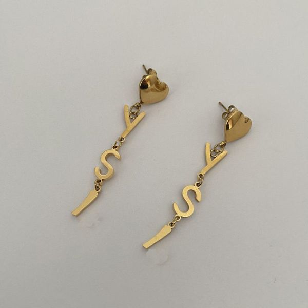 Boucles d'oreilles de marque de luxe en acier inoxydable Y lettre glands bijoux plaqué or coeur amour boucles d'oreilles pour femmes cadeaux de fête en gros