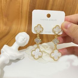 Pendientes de marca de lujo para mujer, aretes de diseñador de oro y plata con diamantes, joyería para mujer, aretes con letras a la moda