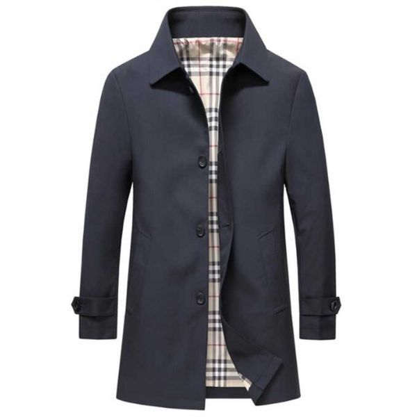 Marque de luxe Style Hotsales Trenchs pour hommes Créateur de mode de haute qualité Classique Hommes Long Gris Bluetrench Manteau Lâche Veste et Pardessus Taille Asiatique M-4xlydmq