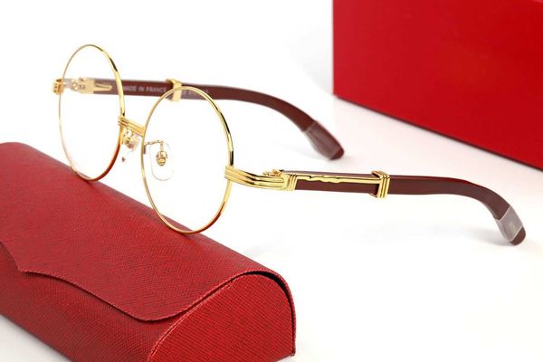 lunettes de soleil de marque de luxe designer femmes lunettes homme corne de buffle lunettes de soleil femme hommes jante ronde en bois vintage lunettes polit haute qualité bonne