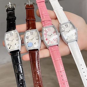 Montre à Quartz en forme de Tonneau pour femme, marque de luxe, de styliste, de haute qualité, bracelet en cuir, lunette en diamant, AAA 37mm