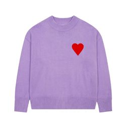 Luxemerk unisex ronde gebreide sweatshirts minnaar A-lijn kleine rode ontwerper amis sweater mannen dames Koreaanse mode een hartpatroon nek 21