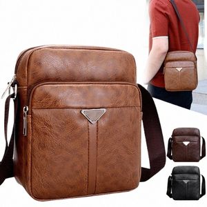 Luxe Merk Vintage Mannen Tas Fi PU Lederen Schoudertas Busin Menger Crossbody Tas Grote Capaciteit Mannelijke Toevallige Handtas O9T7 #