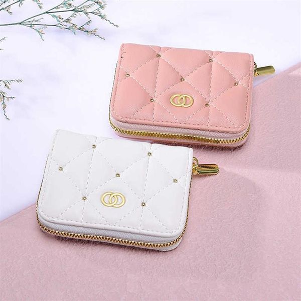 Carteras de marca de lujo Pequeñas señoras de la moda Monedero rosa de cuero Mujer Señora Monedero Bolsa de tarjeta para mujer Monedero Clip de dinero Monedero Tarjeta Hold2298