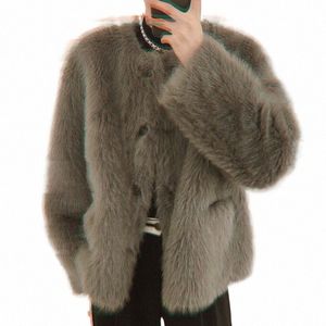 Marca de lujo abrigo de piel caliente hombres chaqueta corta mullida chaqueta de piel sintética casual suelta trasero grueso ropa de hombre de alta calidad nuevo s3ml #