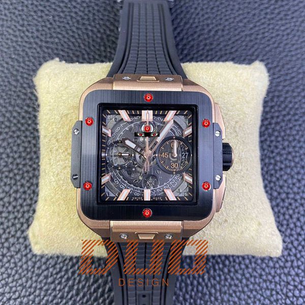 Montre de marque de luxe 42mm automatique or rose miroir saphir hommes montres montre-bracelet design mécanique haute qualité montre hip hop avec boîte