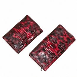 Brand de luxe Femmes d'embrayage portefeuilles en cuir de serpent en cuir authentique imprimement lg porte-monnai